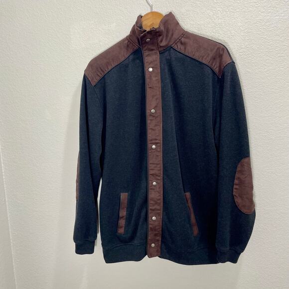 Vintage 90s Kinloch Anderson Knit Cardigan Sweater Faux Suede- Size Medium - Picture 9 of 10